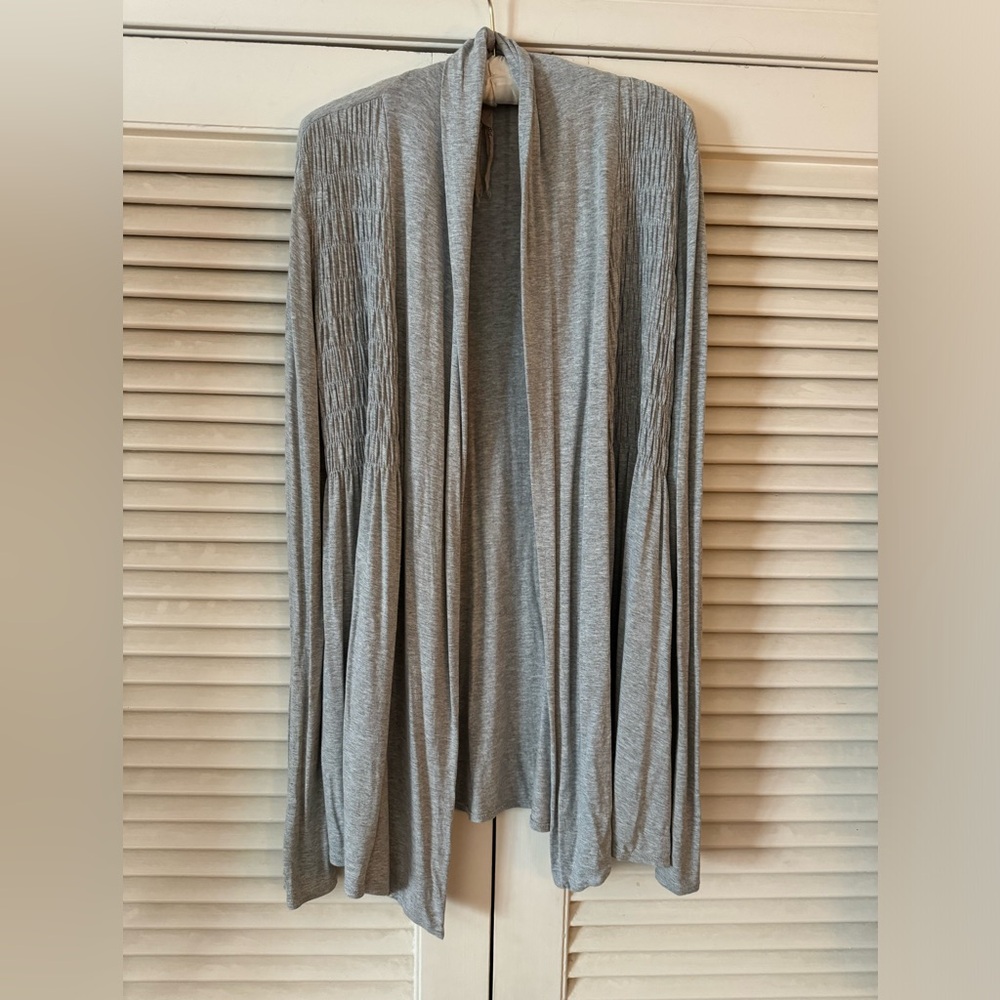 ANTHROPOLOGIE BAILEY 44 OPEN SWING CARDIGAN WITH RUCHING SZ SM MINT ORIG $145